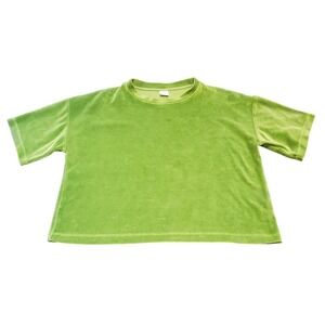 Kauf Dich Glücklich Berlin Green Velour Top - Boxy Cropped Short Sleeve - Small